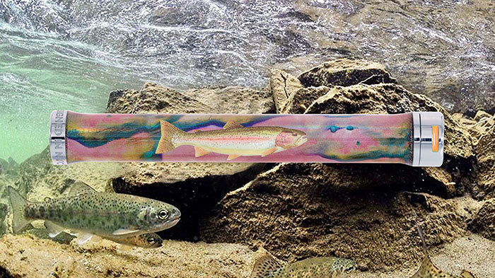 Voyager Rip Tide Rainbow trout luxury cannabis joint storage tube Holiday fishing gift